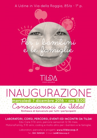 Inaugurazione il 7 dicembre della sede di Tilda Coop.Sociale: la neo costituita cooperativa attiva nell’educazione permanente