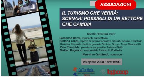 “Il Turismo che verrà: scenari possibili di un settore che cambia”: martedì 28 aprile alle 16 il Webinar CulTurMedia “Il Turismo che verrà: scenari possibili di un settore che cambia”: martedì 28 aprile alle 16 il Webinar CulTurMedia