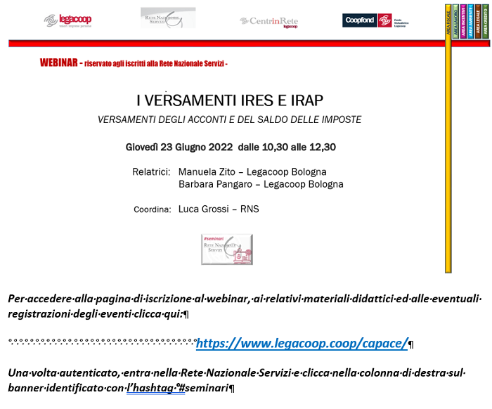 I VERSAMENTI IRES e IRAP