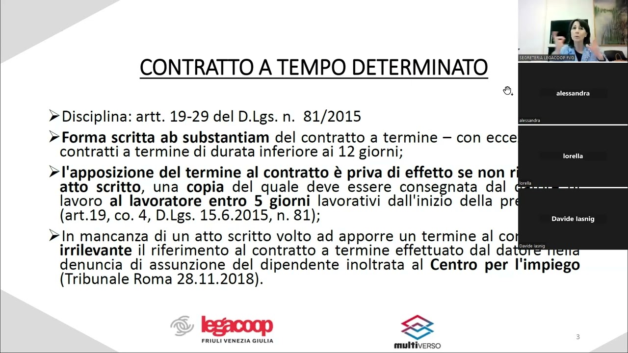 Workshop 4 aprile 2022 – Il contratto a tempo determinato e il lavoro stagionale Workshop 4 aprile 2022 – Il contratto a tempo determinato e il lavoro stagionale